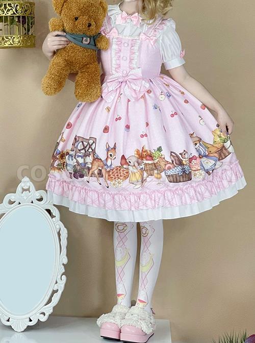 Forest-Of-Spring-Series-Cute-Animal-Pattern-Folds-Bow-Knots-Puffed-Hem-Classic-Lolita-Sling-Dress-Set-coscarnival-4664