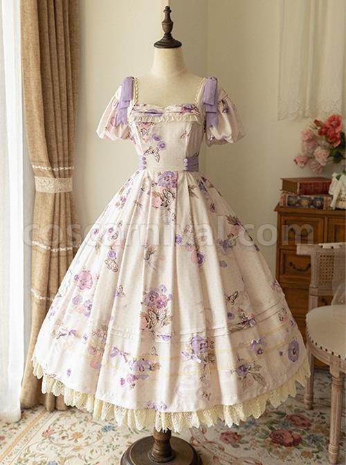 Fresh-Small-Dropped-Shoulder-Floral-Pattern-White-Patchwork-Lace-Bubble-Short-Sleeve-Classic-Lolita-Dress-coscarnival-1259