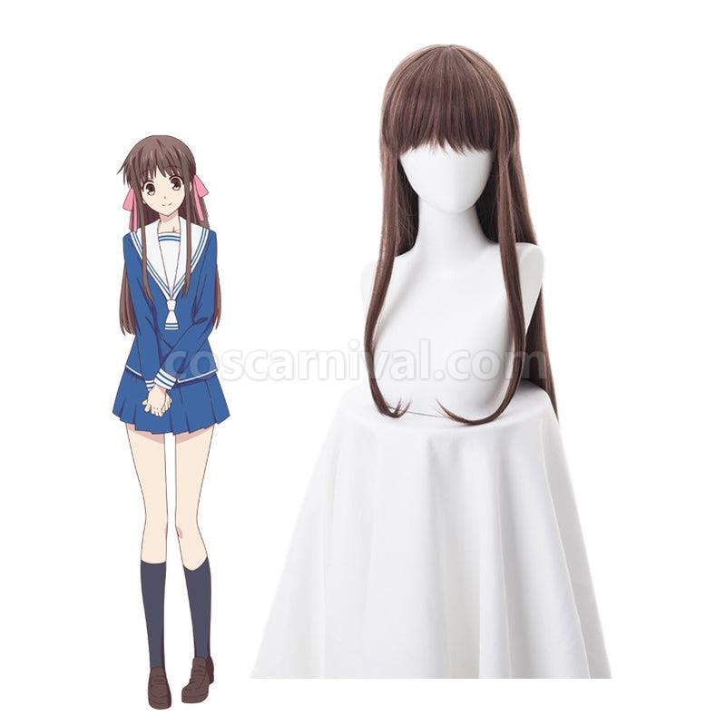 Fruits Basket Tohru Honda 85cm Long Straight Brown Bangs Cosplay Wigs coscarnival011116846