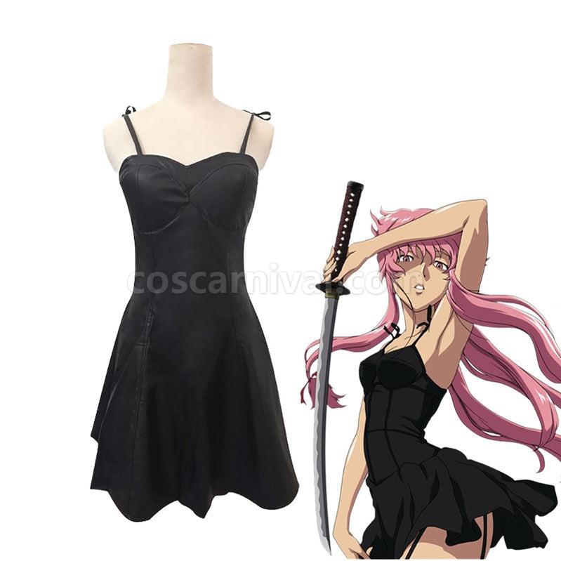 Future Diary Yuno Gasai Black Leahter Dress Cosplay Costume coscarnival011115479