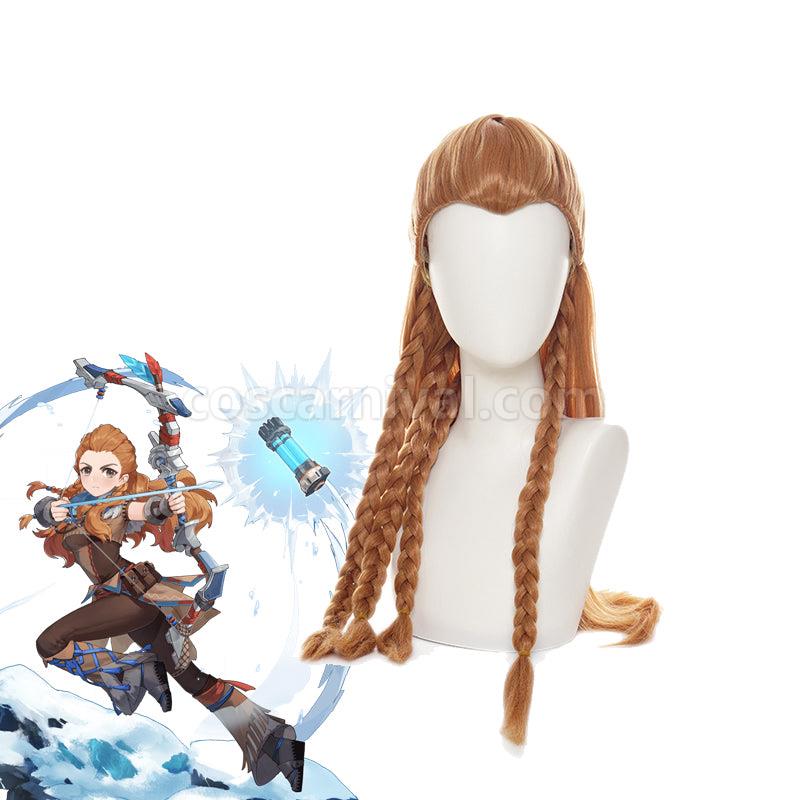 Genshin Impact Aloy Brown Halloween Cosplay Wigs coscarnival01119801