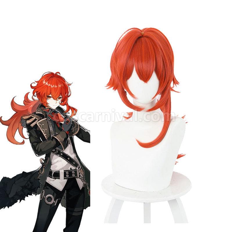 Diluc Cosplay Wig — front view