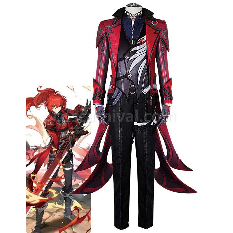 Genshin Impact Diluc Red Dead of Night Cosplay Costumes coscarnival01113476