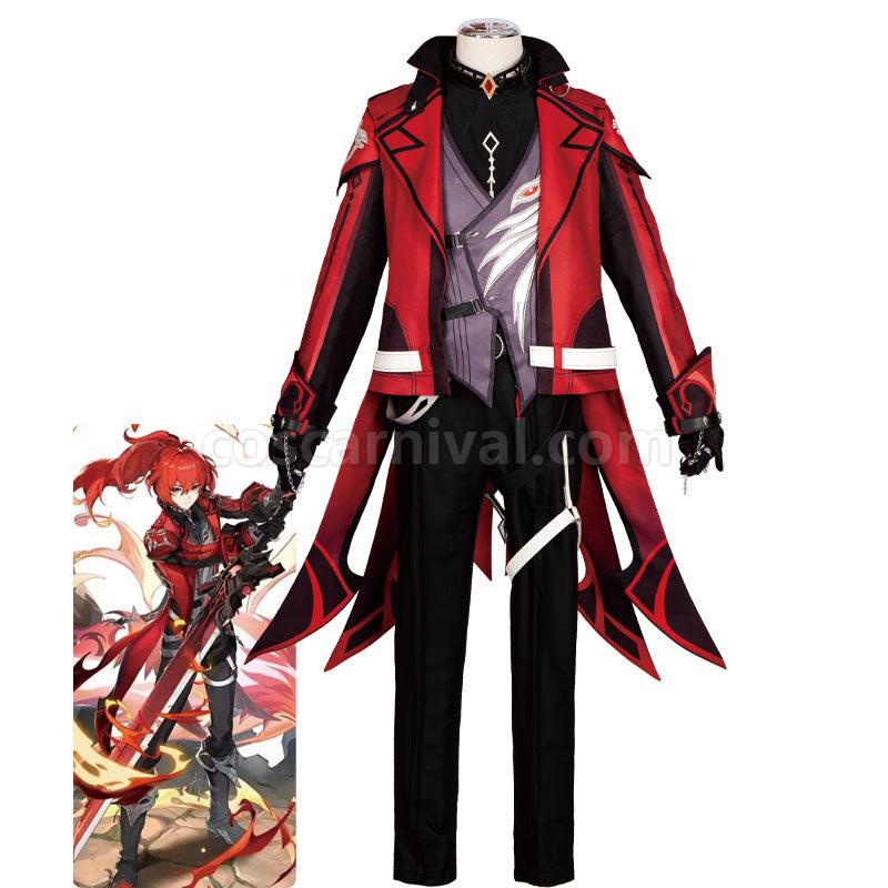 Genshin Impact Diluc Red Dead of Night Fullset Cosplay Costume coscarnival01113473