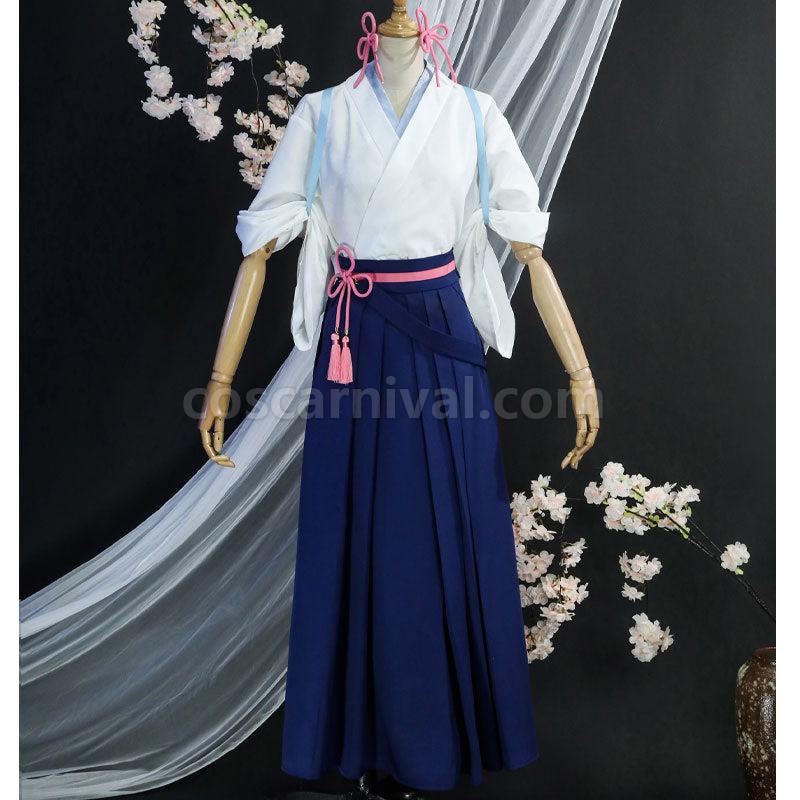 Genshin Impact Kamisato Ayaka Tsubaki in Thawing Snow Kimono Cosplay Costumes coscarnival01115565