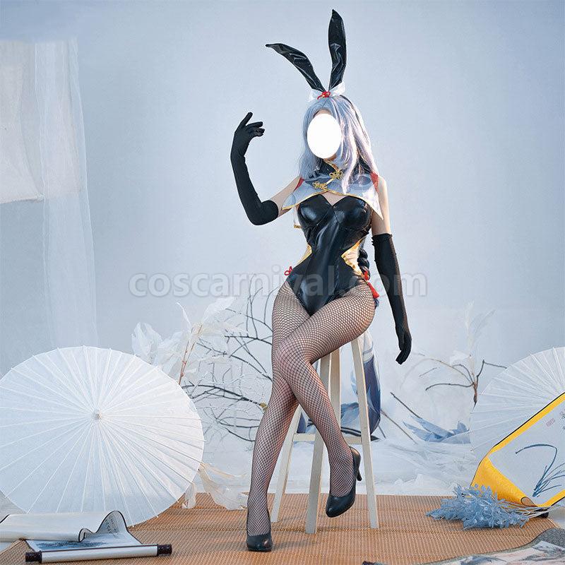 Genshin Impact Shenhe Bunny Girl Cosplay Costumes coscarnival01114551