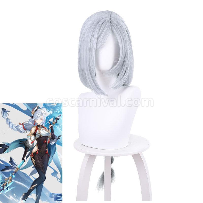 Genshin Impact Shenhe Long Grey Twist Braid Cosplay Wigs coscarnival01118425