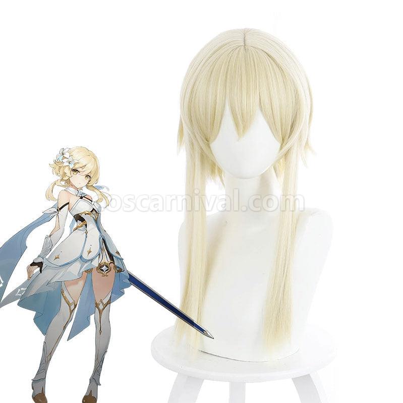 Genshin Impact Traveler Lumine Blonde Ponytail Cosplay Wigs coscarnival011113855