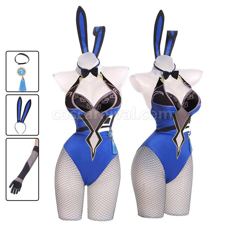 Genshin Impact Yelan Bunnygirl Cosplay Costumes coscarnival01112922