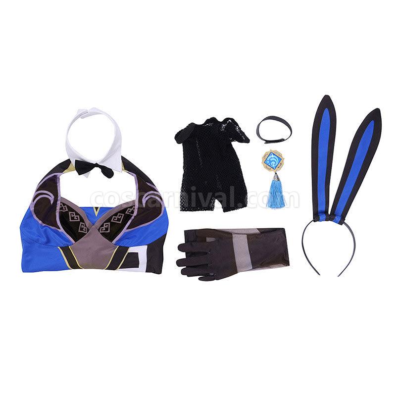 Genshin Impact Yelan Bunnygirl Cosplay Costumes coscarnival01112956