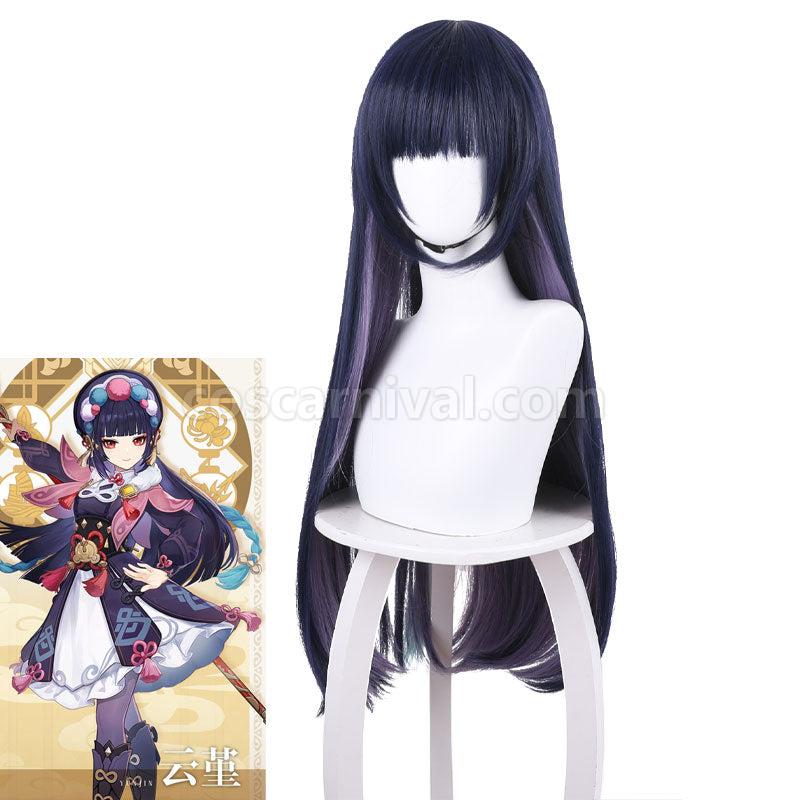 Genshin Impact Yun Jin Long Dark Purple Cosplay Wigs coscarnival01118539