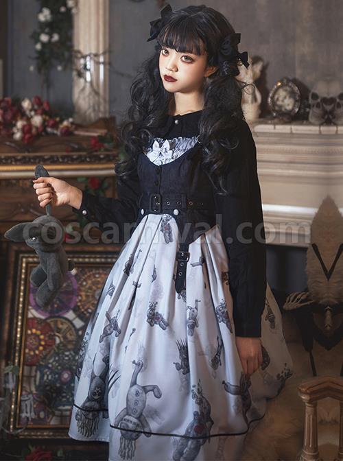 Gloomy Doll Series JSK Gothic Lolita Light Blue Sling Dress coscarnival