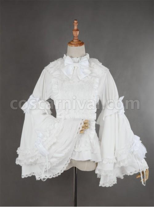 Gorgeous Flare Sleeve White Bowknot Lolita Blouse coscarnival