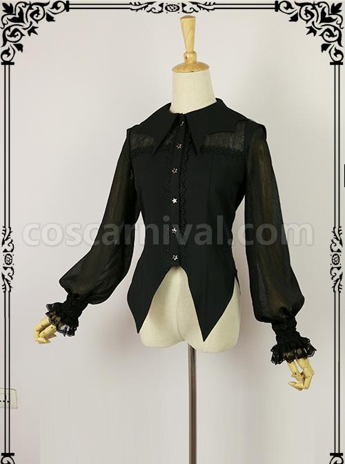 Halloween Black Bat collar Lolita Long Sleeve Shirt coscarnival