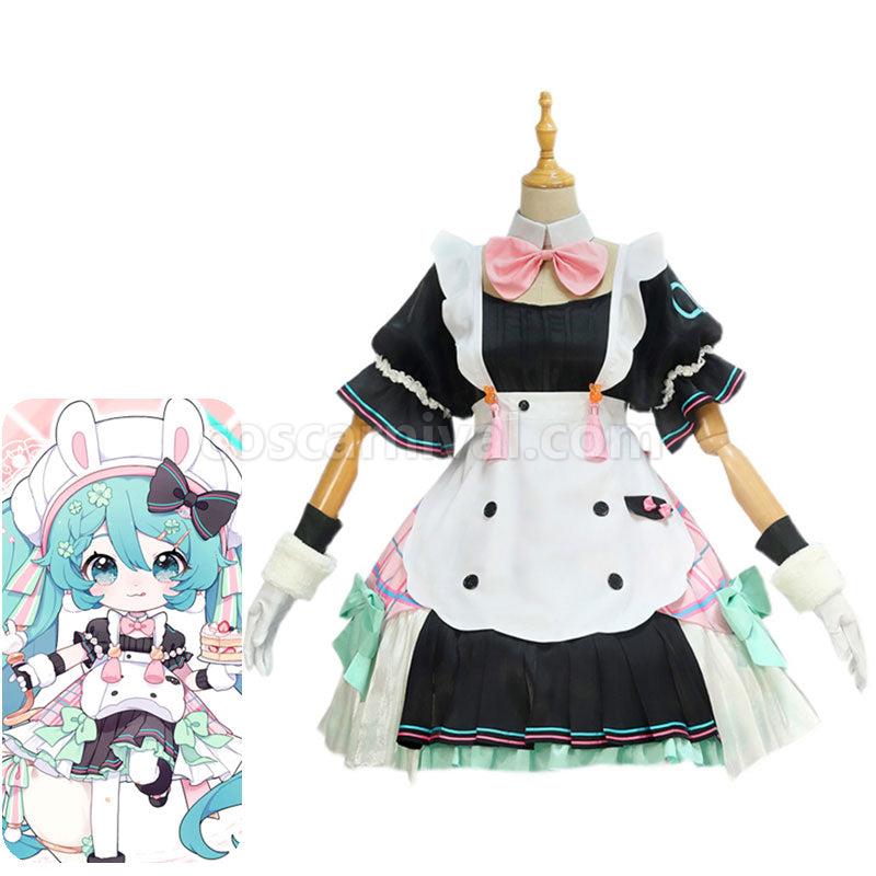 Hatsune Miku Magical Mirai 2021 Clover Bunny Miku Maid Cosplay Costumes coscarnival01119238