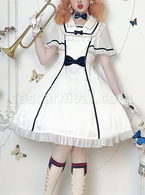 Herringbone-Jacquard-Polka-Dot-Chiffon-Lace-Shawl-Sleeve-Design-Bow-Classic-Lolita-Short-Sleeve-Dress-coscarnival-2659