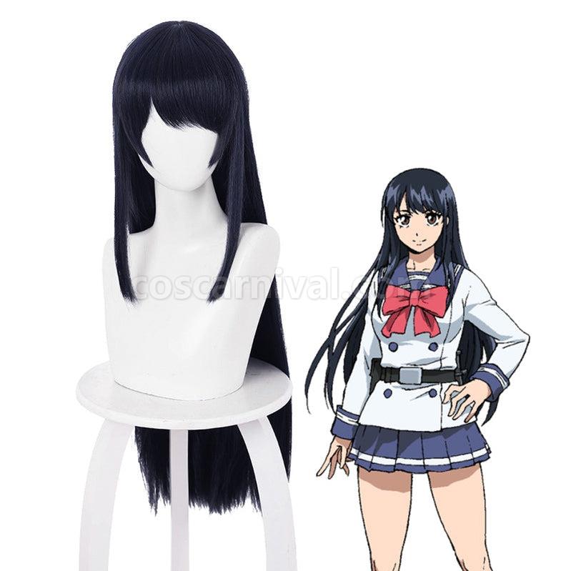 High Rise Invasion Yuri Honjo Long Dark Blue Cosplay Wigs coscarnival011112512