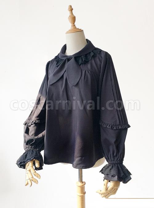 High-density Chiffon Long Puff Sleeve Lolita Shirt coscarnival