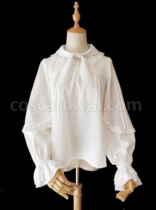 High-density Chiffon Long Puff Sleeve Lolita Shirt coscarnival