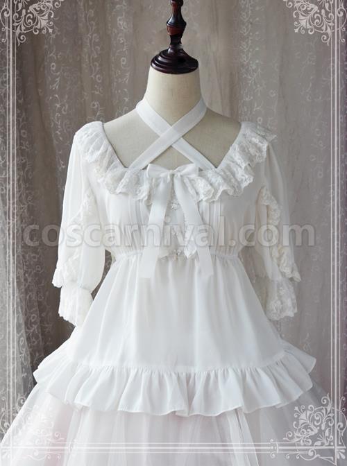 Ice Cream Party Series Chiffon Lace Lolita Short Sleeve Shirt coscarnival