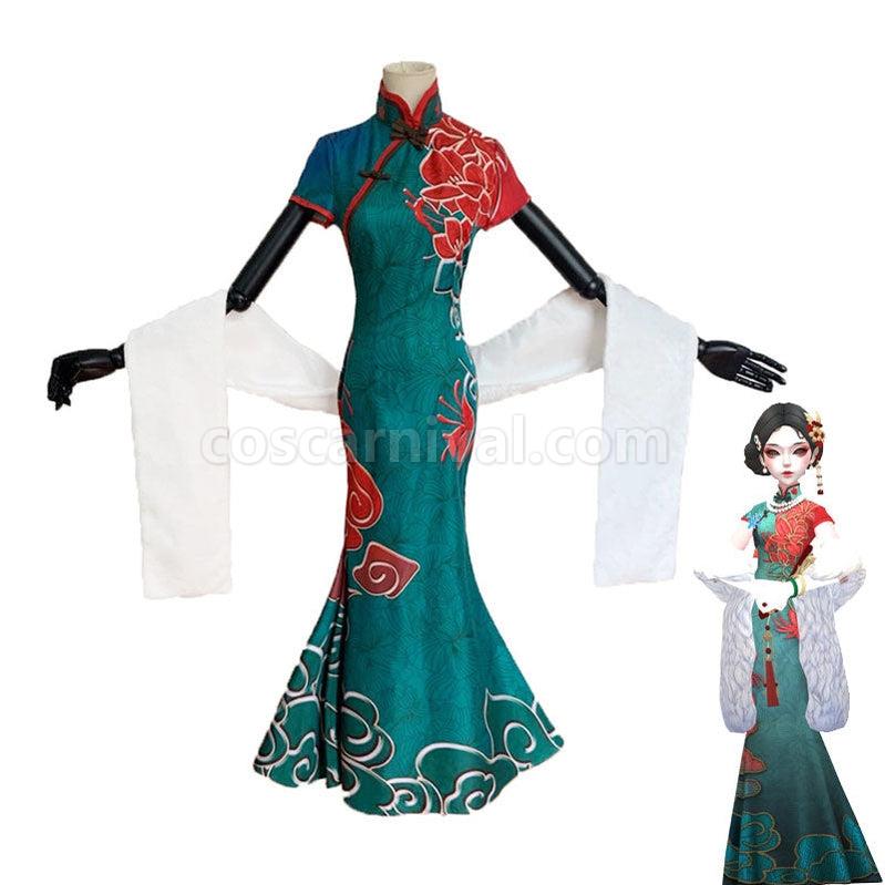 Identity V Crimson Michiko Thirteen Niang Green Cheongsam Dress Halloween Cosplay Costumes coscarnival011110797