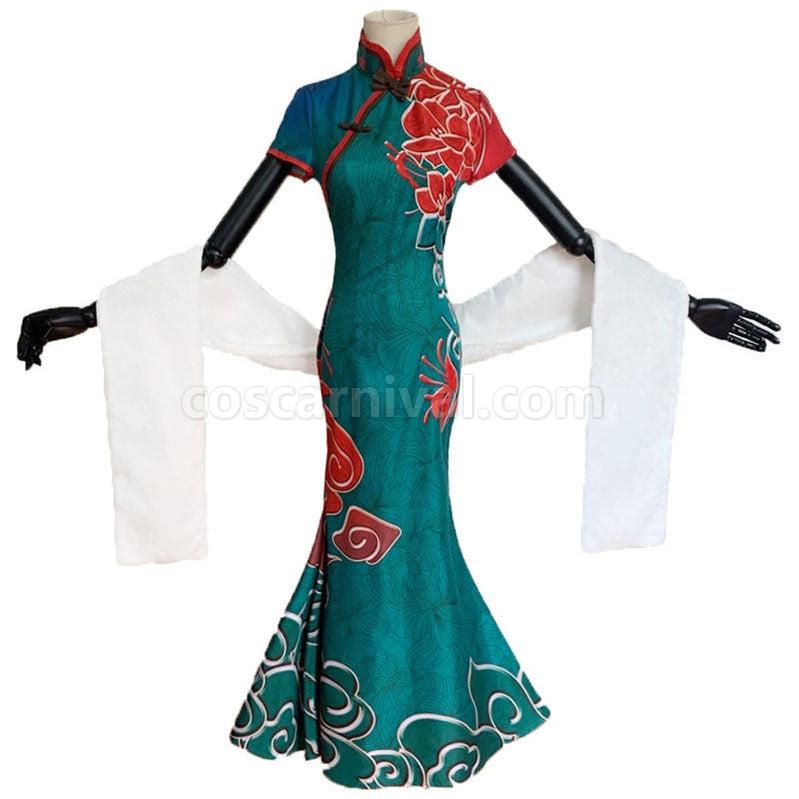 Identity V Crimson Michiko Thirteen Niang Green Cheongsam Dress Halloween Cosplay Costumes coscarnival011110807