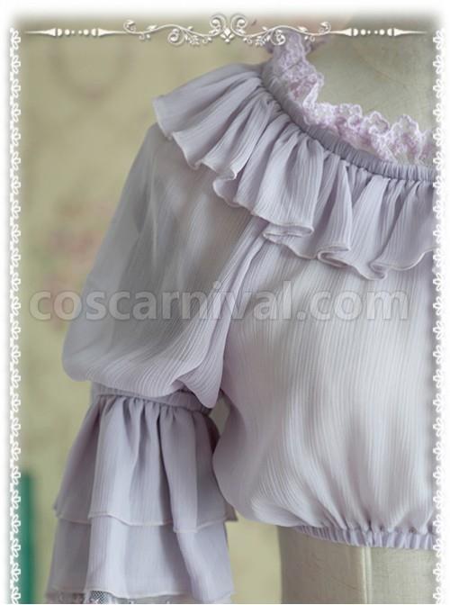 Infanta Chiffon Trumpet Sleeve Lolita Super Short Shirt