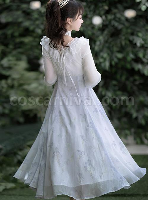 Iris-Print-Spring-Daily-Elegant-Lantern-Sleeve-Mid-Sleeve-Classic-Lolita-Dress-coscarnival-1643