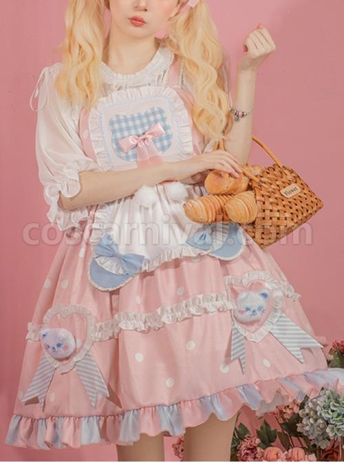 Jennie-Bear-Diary-Series-Cute-Sweet-Pink-Ruched-Lace-Bow-Trim-White-Polka-Dots-Bear-Doll-Shape-Apron-Classic-Lolita-Short-Sleeve-Dress-coscarnival-2614