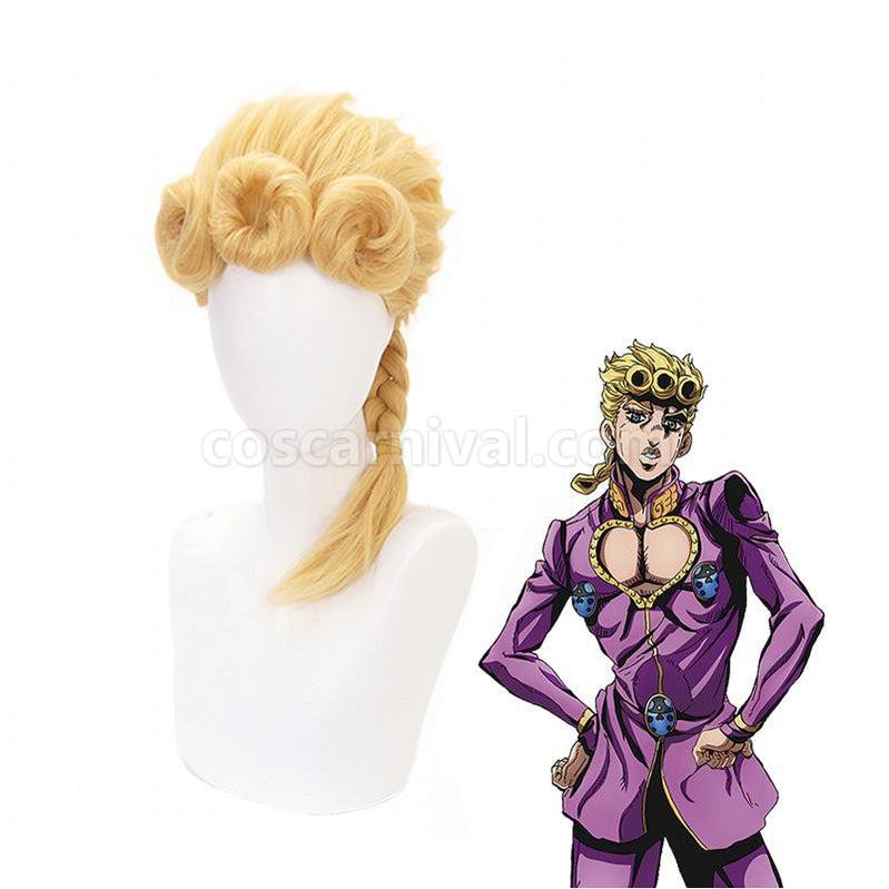 JoJo's Bizarre Adventure Golden Wind Giorno Giovanna Long Blond Cosplay Wigs coscarnival011118771