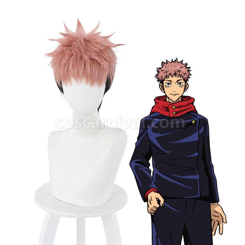 Jujutsu Kaisen Yuji Itadori Short Pink Gradient Black Cosplay Wigs coscarnival011113915