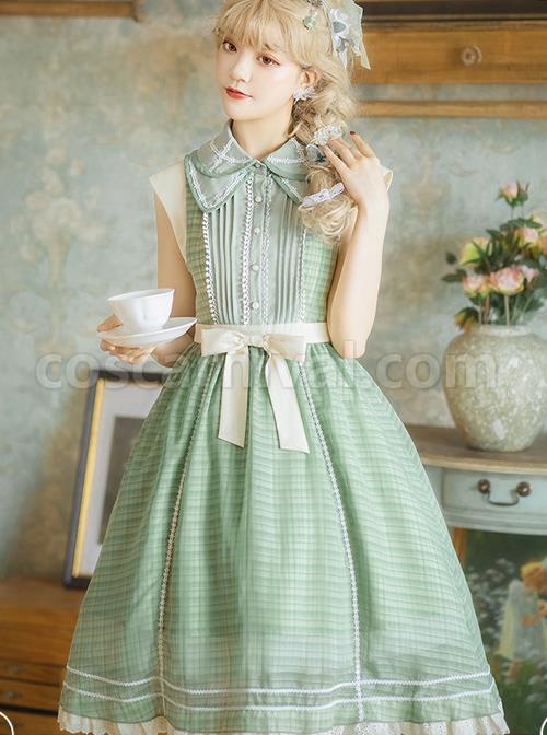 Jungle-Letterhead-Series-Pastoral-Style-Daily-Classic-Lolita-Green-Plaid-Sleeveless-Dress-coscarnival-5066