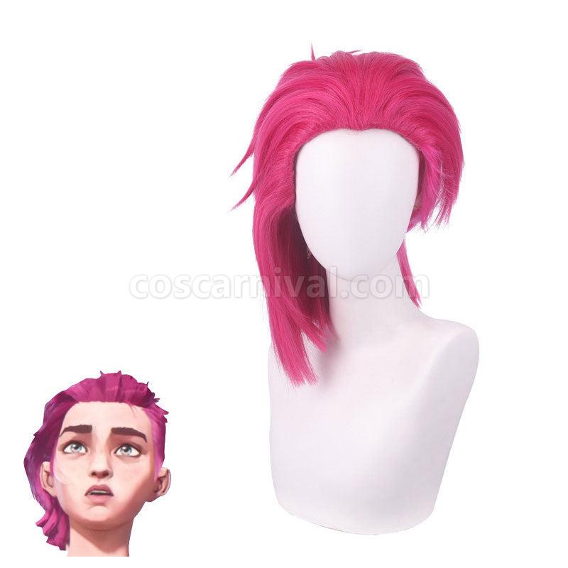 LOL Arcane Childhood Vi Short Red Cosplay Wigs coscarnival01118266