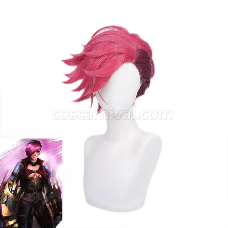 LOL Arcane Vi Rose Red Cosplay Wigs coscarnival01117951
