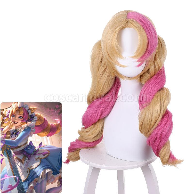 LOL Cafe Cutie Gwen Red & Blonde Cosplay Wigs With Twist Braid coscarnival01119054