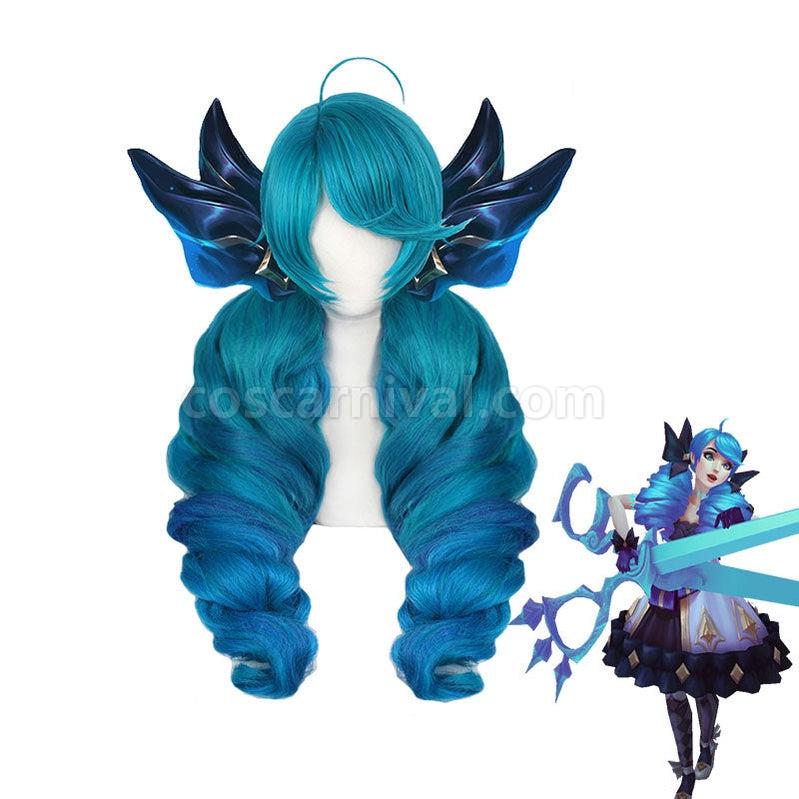 LOL Gwen Long Blue Double Ponytail Cosplay Wigs coscarnival011111778