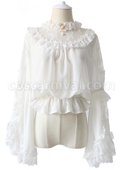 Lace Ruffle Pendant Classic Lolita Chiffon Shirt coscarnival