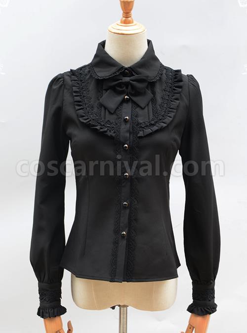 Lace Ruffle Retro Long Sleeve Classic Lolita Shirt coscarnival