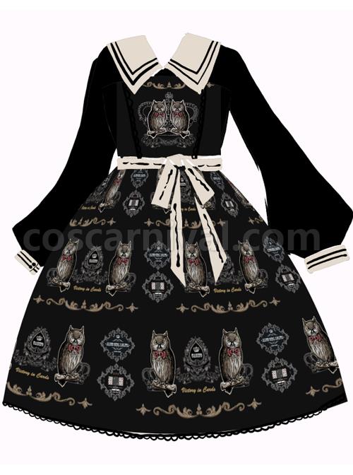Lapel-Owl-Pattern-Classic-Lolita-Long-Sleeve-Dress-coscarnival-4595