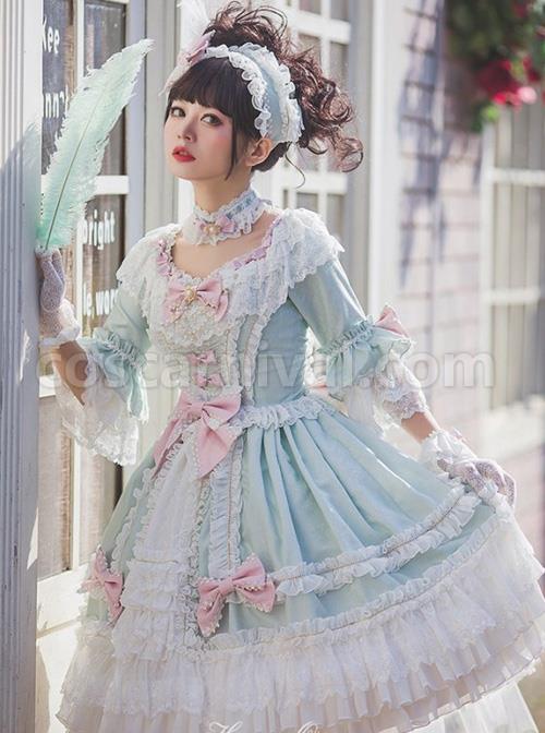 Light-Green-Classic-Lolita-Short-Sleeve-Dress-coscarnival-837