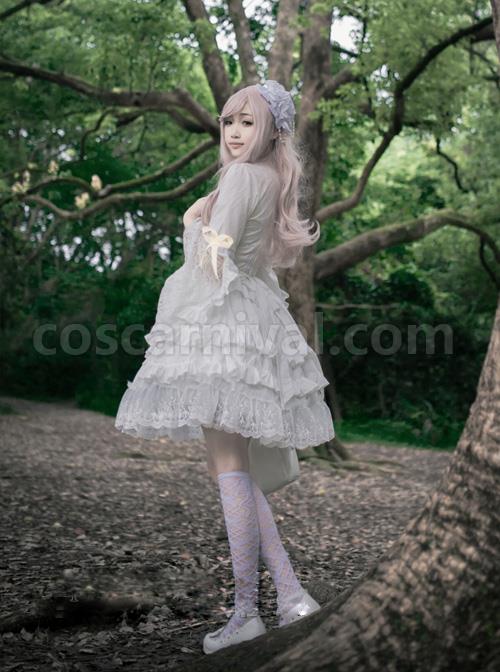 Lilith Series Pure Color Gothic Lolita Long Sleeve Dress coscarnival