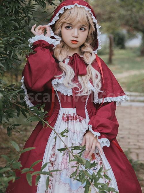 Little-Red-Riding-Hood-Series-Classic-Lolita-Graphic-Print-Lace-Pleats-Round-Neckline-Cute-Red-Princess-Slip-Dress-coscarnival-1620