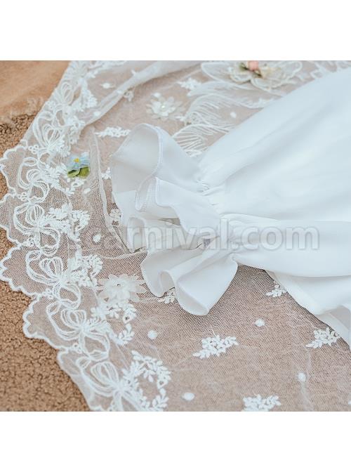 Little Wish Series Spring Sweet White Long Sleeve Hollow Love Princess Loose Thin Sweet Lolita Shirts Blouses