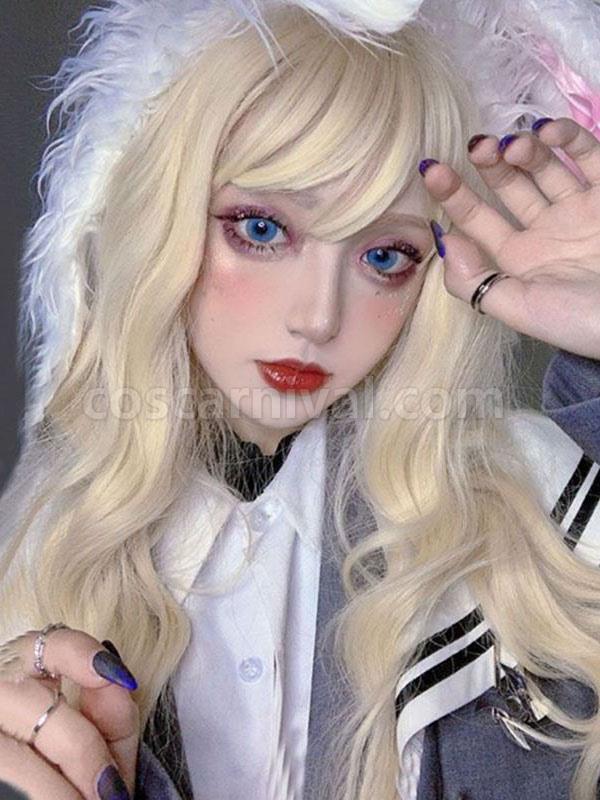 Long Lolita Wigs Curly Blonde Lolita Hair Wig With Bangs