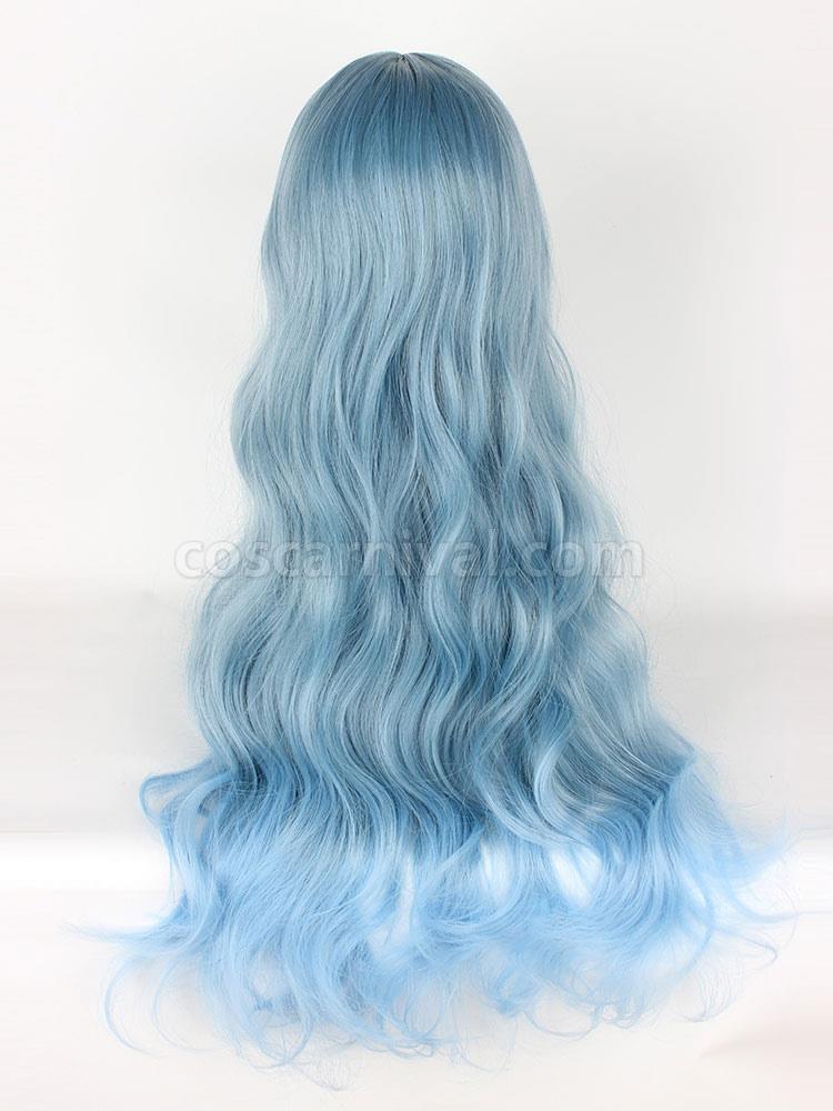 Sweet Lolita Wigs Curly Long Flaxen Blunt Bangs Synthetic Hair Wigs