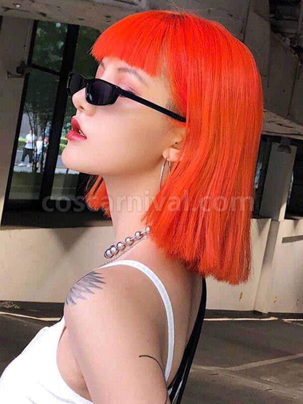 短いロリータ ウィッグ耐熱繊維オレンジ赤ロリータ ヘア ウィッグ coscarnival