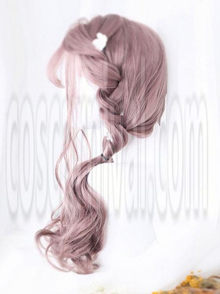 Sweet Lolita Wigs Tan Long Curly Blunt Bangs Spiral Curls Dolles Synthetic Hair Wigs