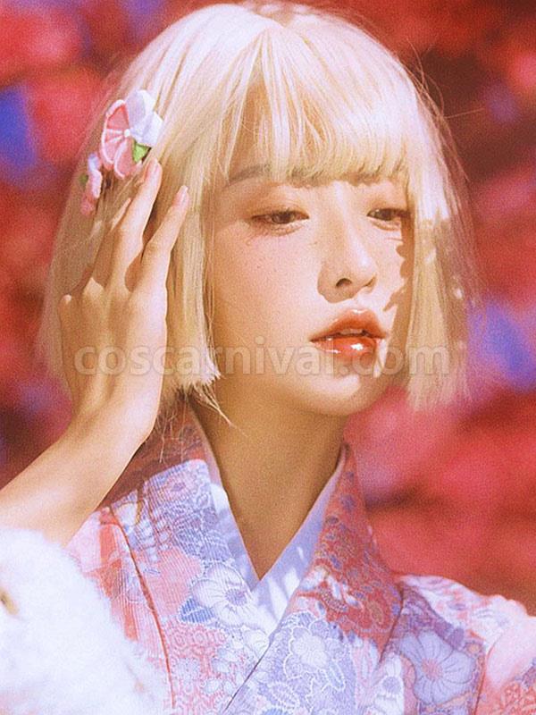 Harajuku Fashion Lolita Wig Light Gold Short Heat-resistant Fiber Lolita Accessories