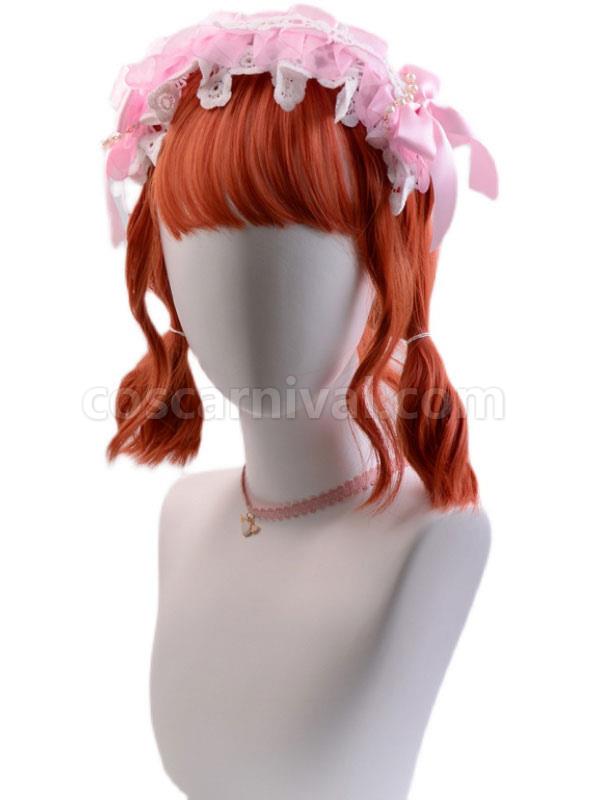 Sweet Lolita Wigs Orange Short Heat-resistant Fiber Lolita Accessories