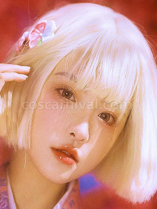 Harajuku Fashion Lolita Wig Light Gold Short Heat-resistant Fiber Lolita Accessories